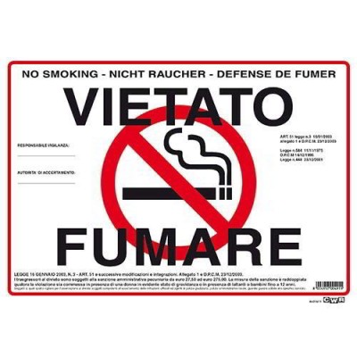 CARTELLI VIETATO FUMARE  23HX32 CM