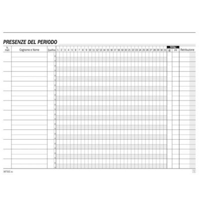 D.U - PRESENZE MENSILI 2 COPIE 25FG F.TO 14,8X21,5