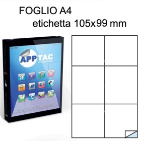 ETICHETTE ADESIVE A4 APPTAC F.TO 105X99 CF 100 FG