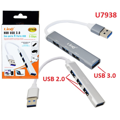ADATTATORE HUB USB CON 4 PORTE USB