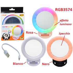 LUCE RGB CON SPECCHIO E CLIP